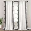 Aztec Diamond Border Tassel Window Curtain Panel - Off-White Black