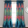 Boho Chic Light Filtering Window Curtain Panel Set - Turquoise Navy