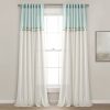 Boho Faux Linen Tassel Color Block Window Curtain Panel Set - Blue Off-White
