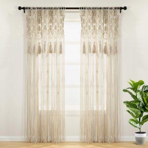 Boho Macrame Tassel Cotton Window Curtain - Neutral