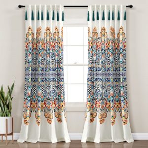Boho Medallion Window Curtain Panel Set - Turquoise Tangerine
