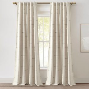 Boho Stripe Clip Jacquard Window Curtain Panel Set - Neutral