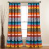 Boho Stripe Window Curtain Panel Set - Turquoise Orange