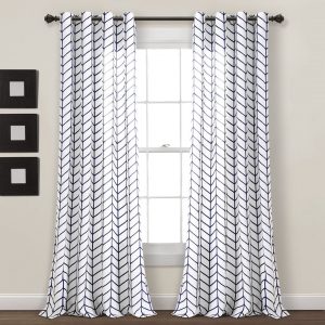 Calia Chevron Geo Window Curtain Panels Set - Navy