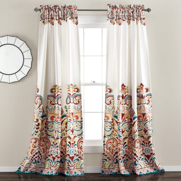 Clara Light Filtering Window Panel Set - Turquoise Tangerine