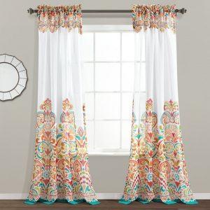 Clara Sheer Window Curtain Panel Set - Turquoise Tangerine