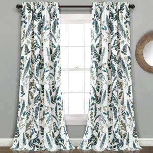 Devonia All Over Light Filtering Window Curtain Panel Set - White Green