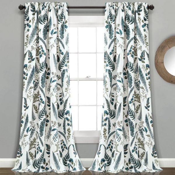 Devonia All Over Light Filtering Window Curtain Panel Set - White Green
