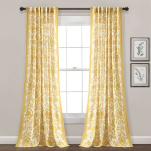 Emma Textured Jacobean Window Curtain Panel - Yellow