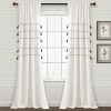 Farmhouse Boho Stripe Woven Tassel Yarn Dyed Recycled Cotton Blend Window Curtain Panel Set - Ivory Black