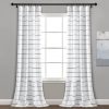 Ombre Stripe Yarn Dyed Recycled Cotton Blend Window Curtain Panel Set - Navy