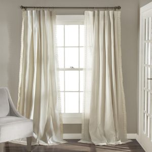 Rosalie Faux Linen Window Panel Set - Ivory