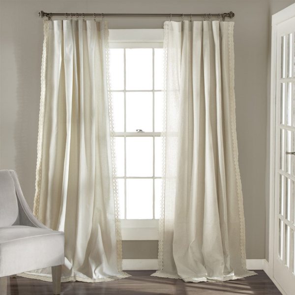 Rosalie Faux Linen Window Panel Set - Ivory