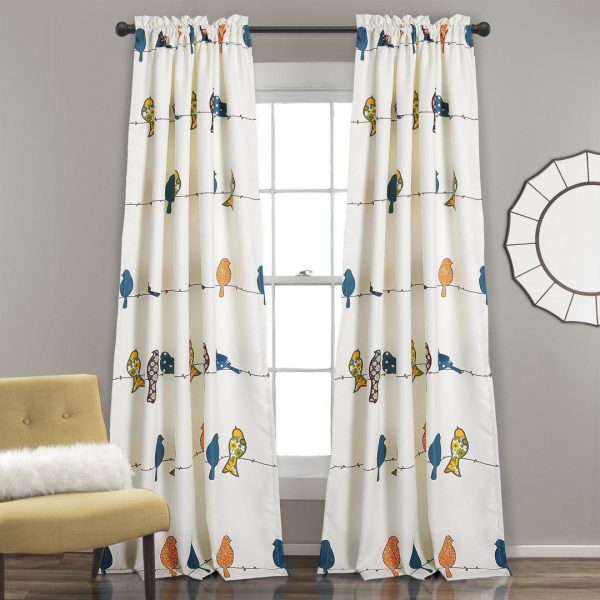Rowley Birds Light Filtering Window Curtain Set - Multi