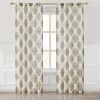 Sofia Flower Block Bouquet Linen Textured Window Curtain Panels - Clay/Teal
