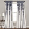 Stripe Medallion Light Filtering Window Curtain Set - Navy