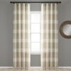 Tucker Stripe Yarn Dyed Knotted Tassel Window Curtain Panel Set - Taupe